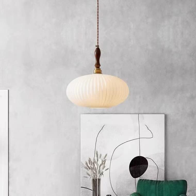Mid Century Modern Ribbed Glass Pendant Light