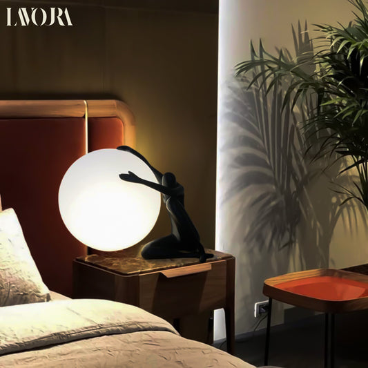 Humanoid Sculpture Moon Table Lamp