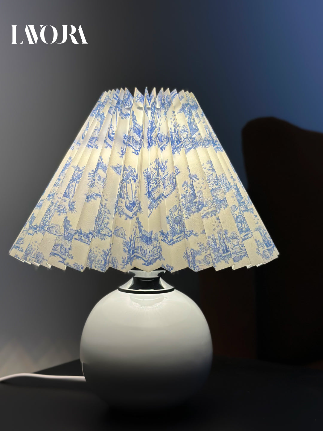 Blue Floral Pleated Lampshade table lamp