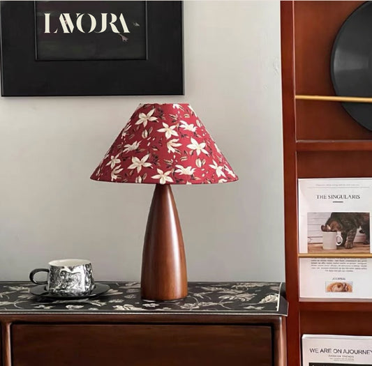 Table  Wood Desk Lamp Fabric Shade