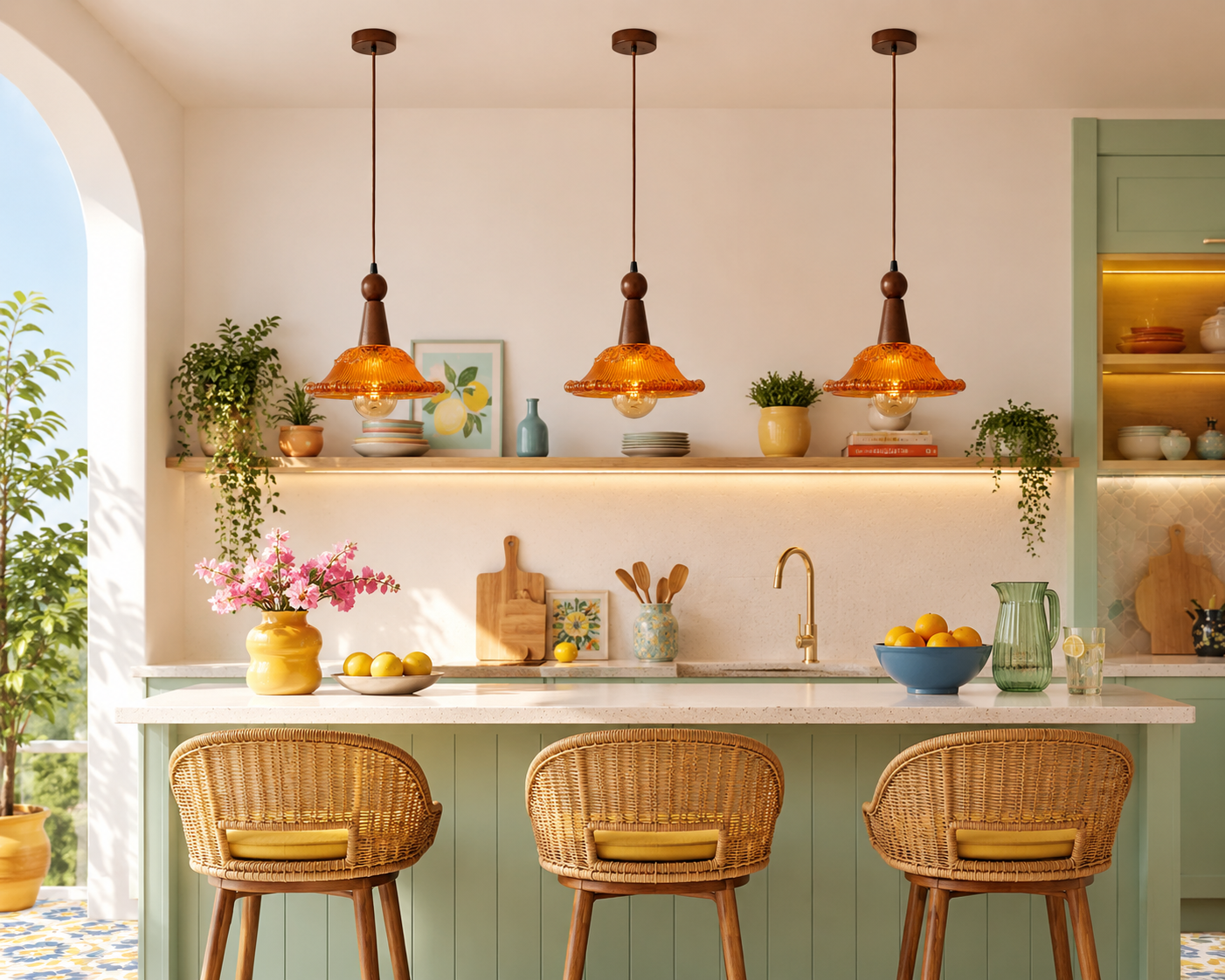 Amber Bloom Pendant Light