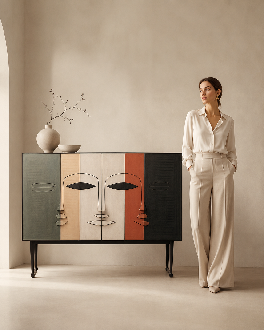 Sculpted Faces Cabinet