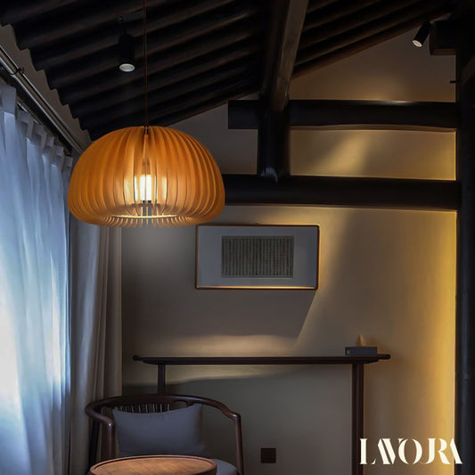 Wooden Pumpkin Pendant Lamp