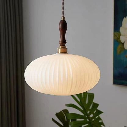 Mid Century Modern Ribbed Glass Pendant Light