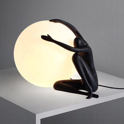 Humanoid Sculpture Moon Table Lamp