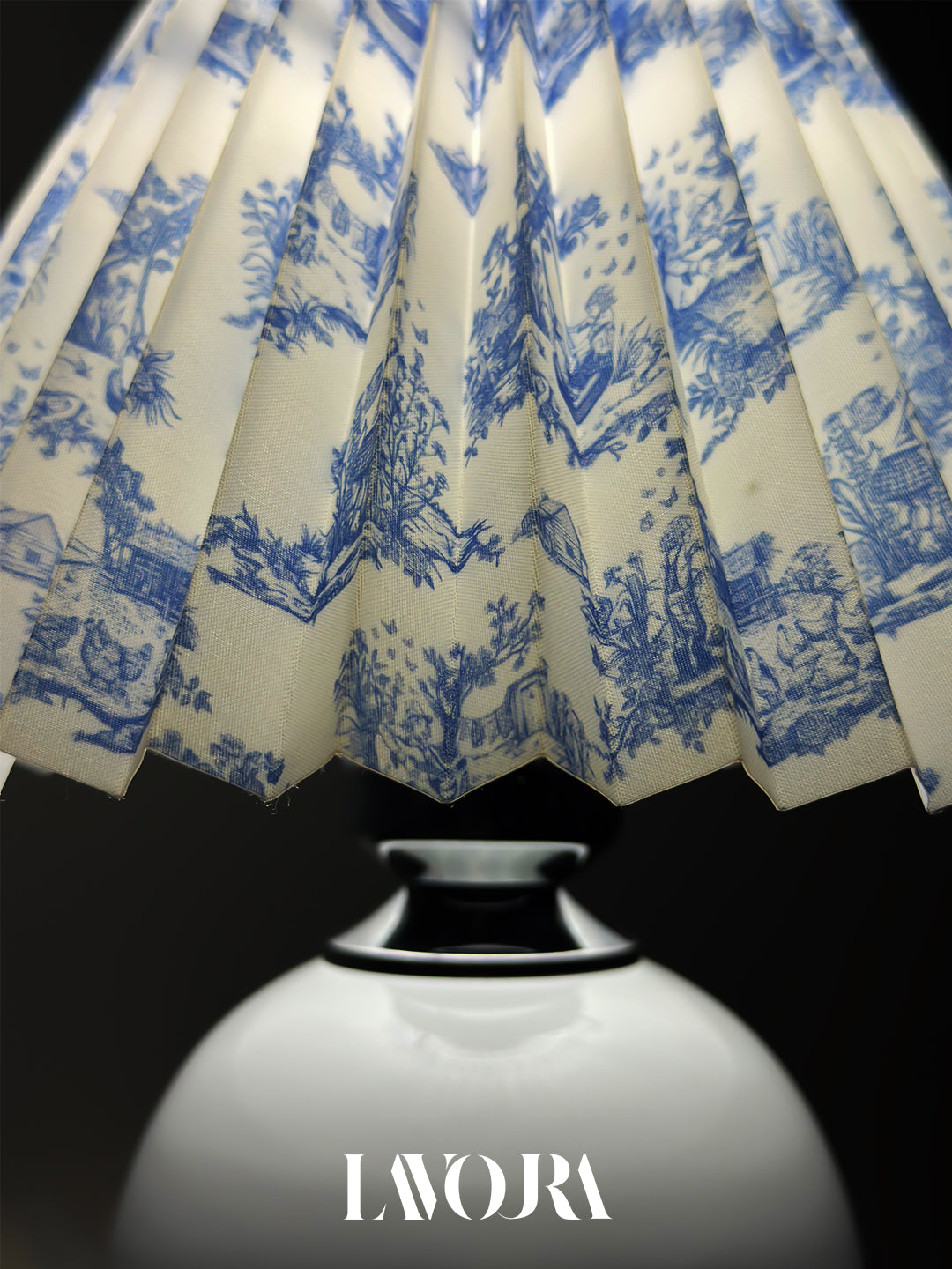 Blue Floral Pleated Lampshade table lamp