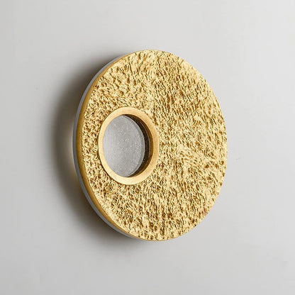 Wall Light Fixture Round Wrinkle Resin Gold Foil Lamp Body