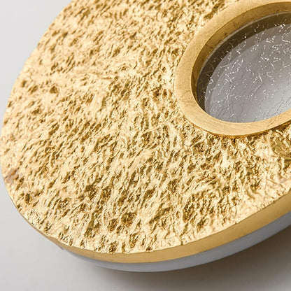 Wall Light Fixture Round Wrinkle Resin Gold Foil Lamp Body