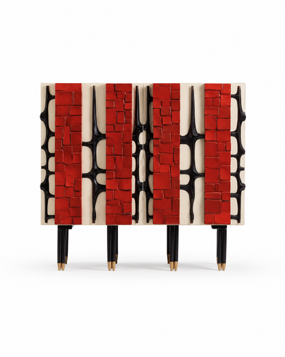 Crimson Mosaic Accent Cabinet