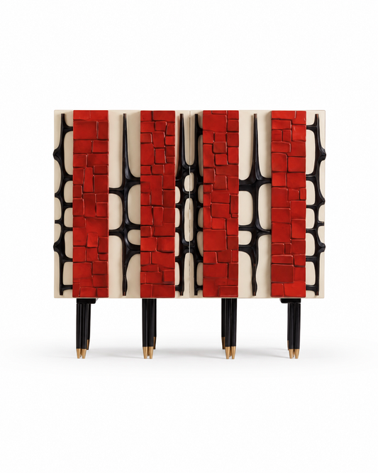 Crimson Mosaic Accent Cabinet