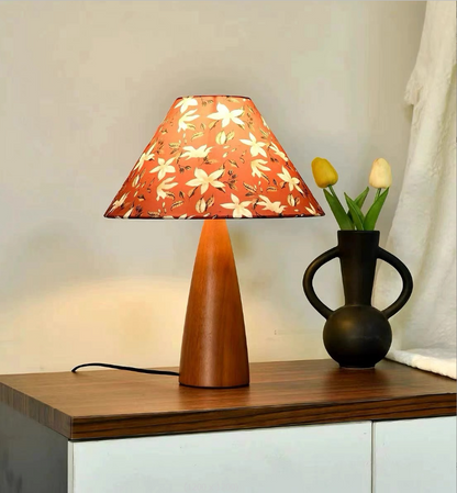 Table  Wood Desk Lamp Fabric Shade