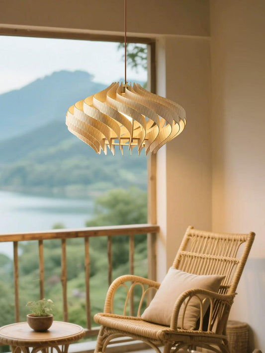 مصباح معلق من خشب البلوط الطبيعي من ذا ماجيستي، تصميم آرت ديكو