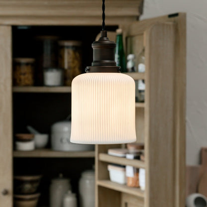 lighting  ceramic fluted cylinder pendant