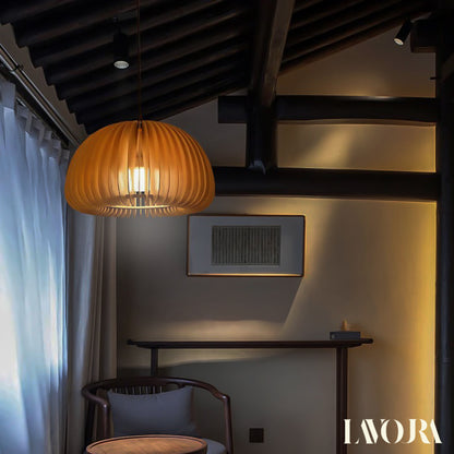 Wooden Pumpkin Pendant Lamp