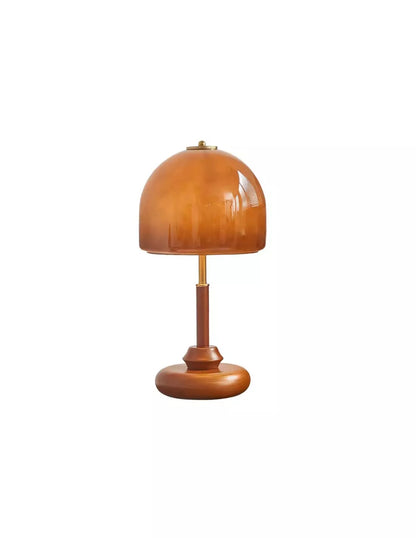 Vintage Brwon Dome Glass Bedside Table Lamp