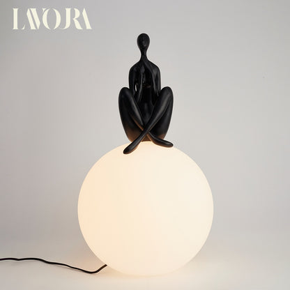 woman black  glass designer table lamp